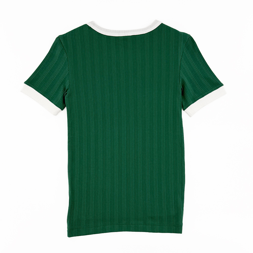 女款-ROCHESTER素面 羅紋合身短袖上衣-綠色