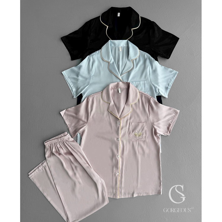 G6605 現貨「光絲睡衣長褲組」