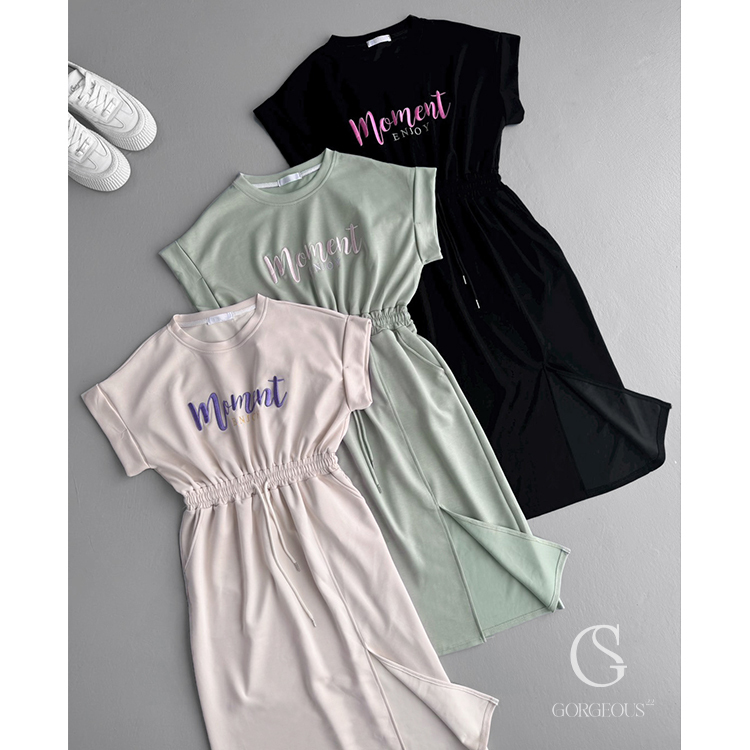 G6604 現貨「刺繡英字太空長洋(有口袋)」