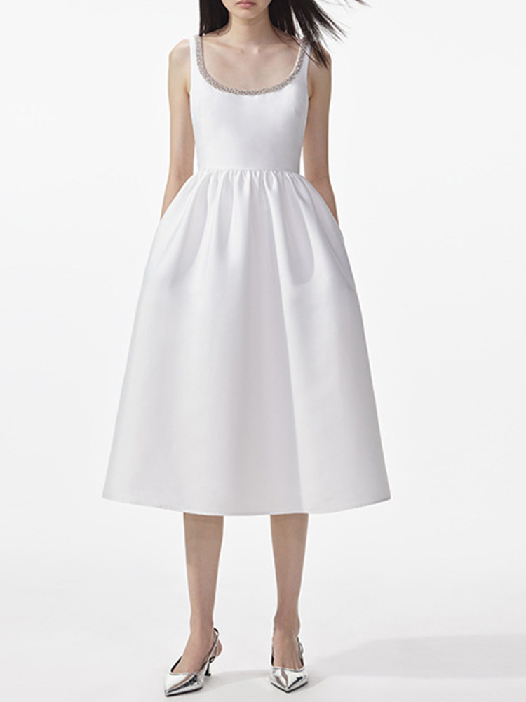 高級純慾 U領鑲鑽小禮服