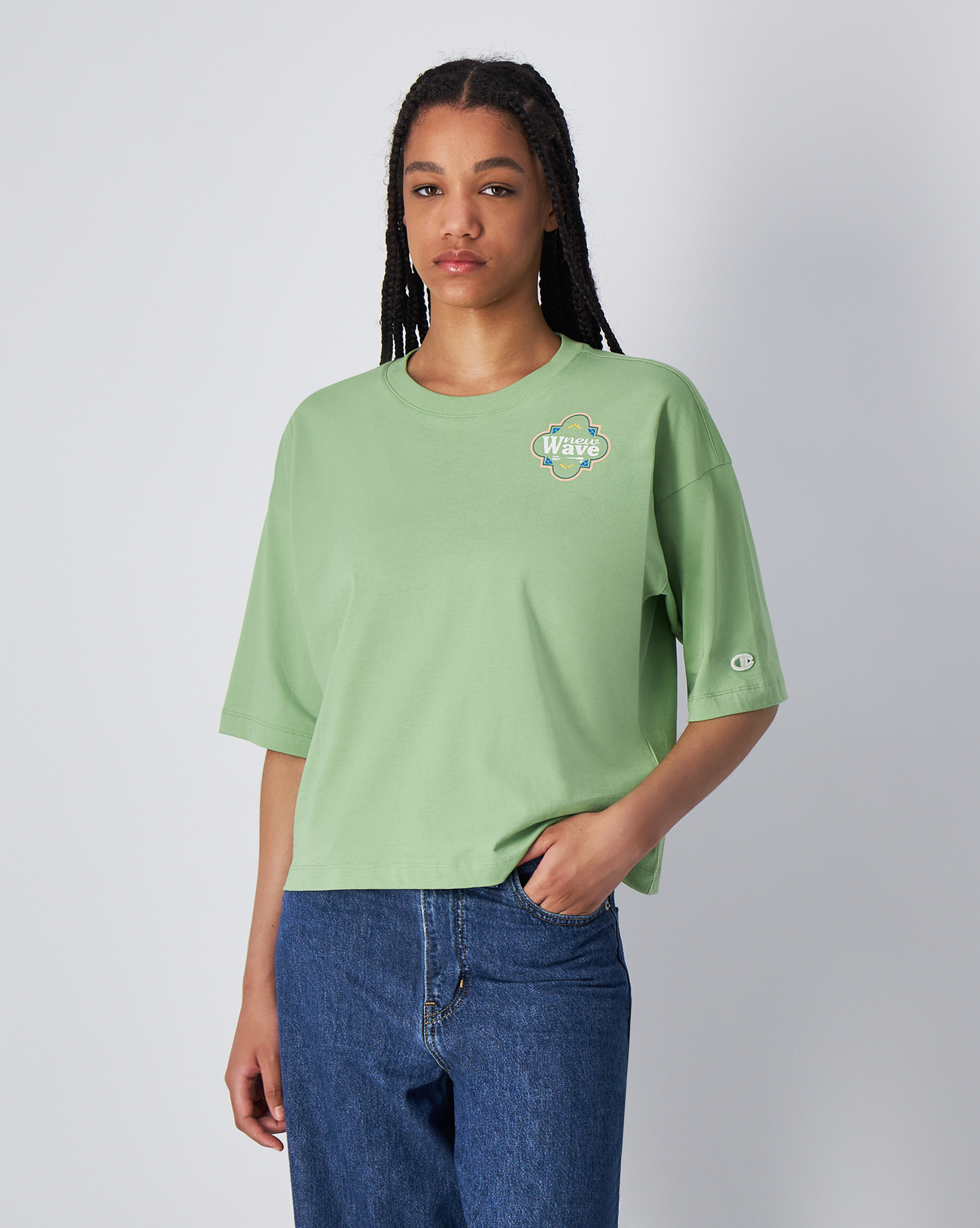 女款-ROCHESTER 寬版印花棉質短袖T恤-綠色（117823-GS131）