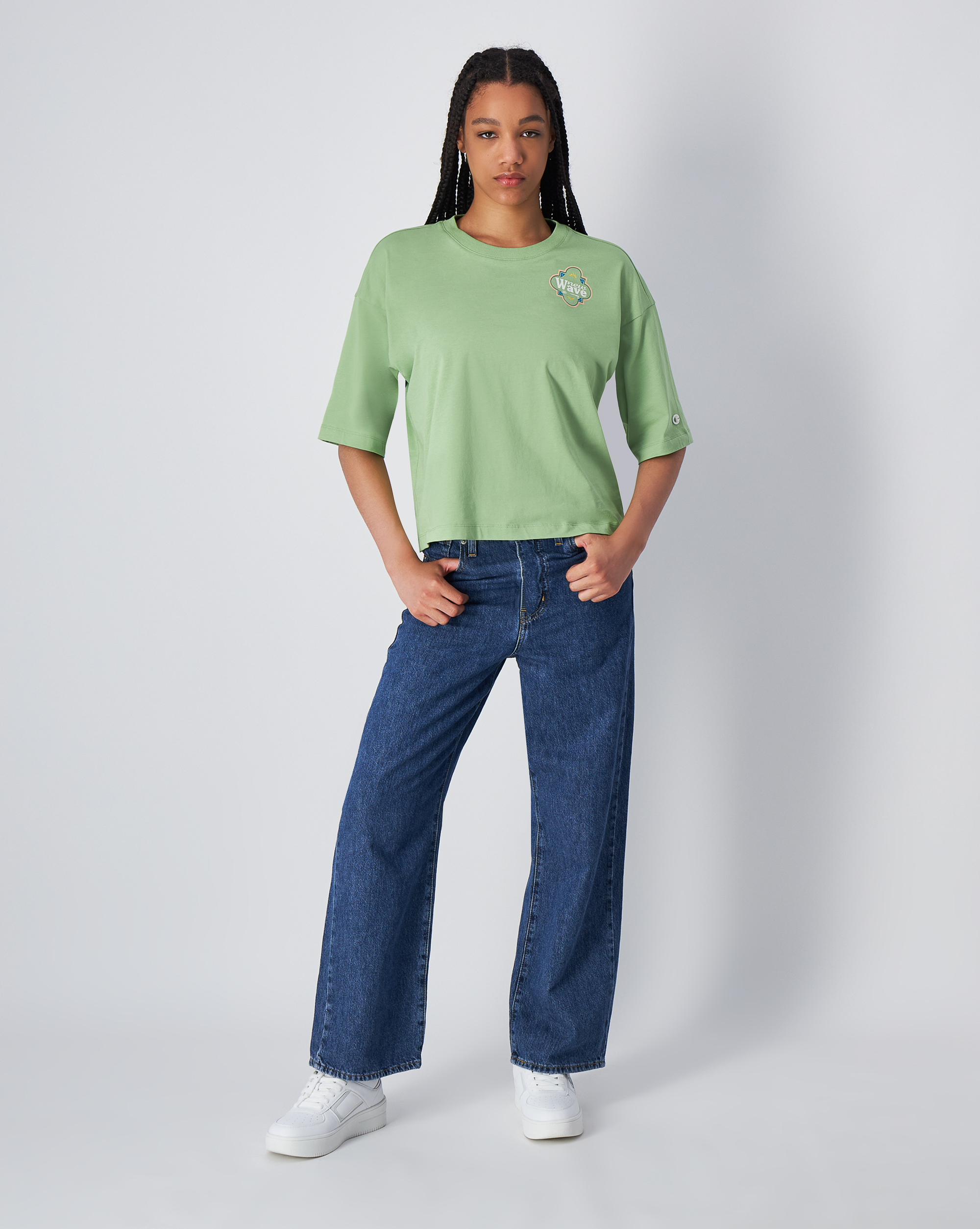 女款-ROCHESTER 寬版印花棉質短袖T恤-綠色（117823-GS131）