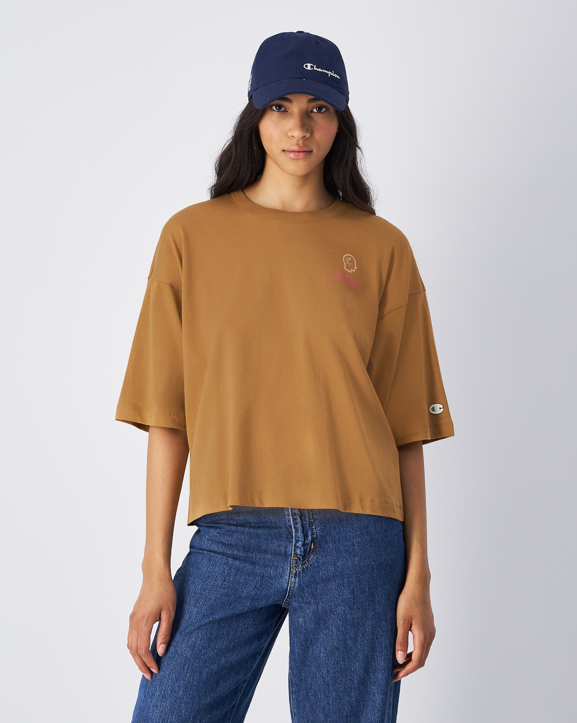 女款-ROCHESTER 寬版印花 棉質 短袖 T恤-褐色（117823-MS090）