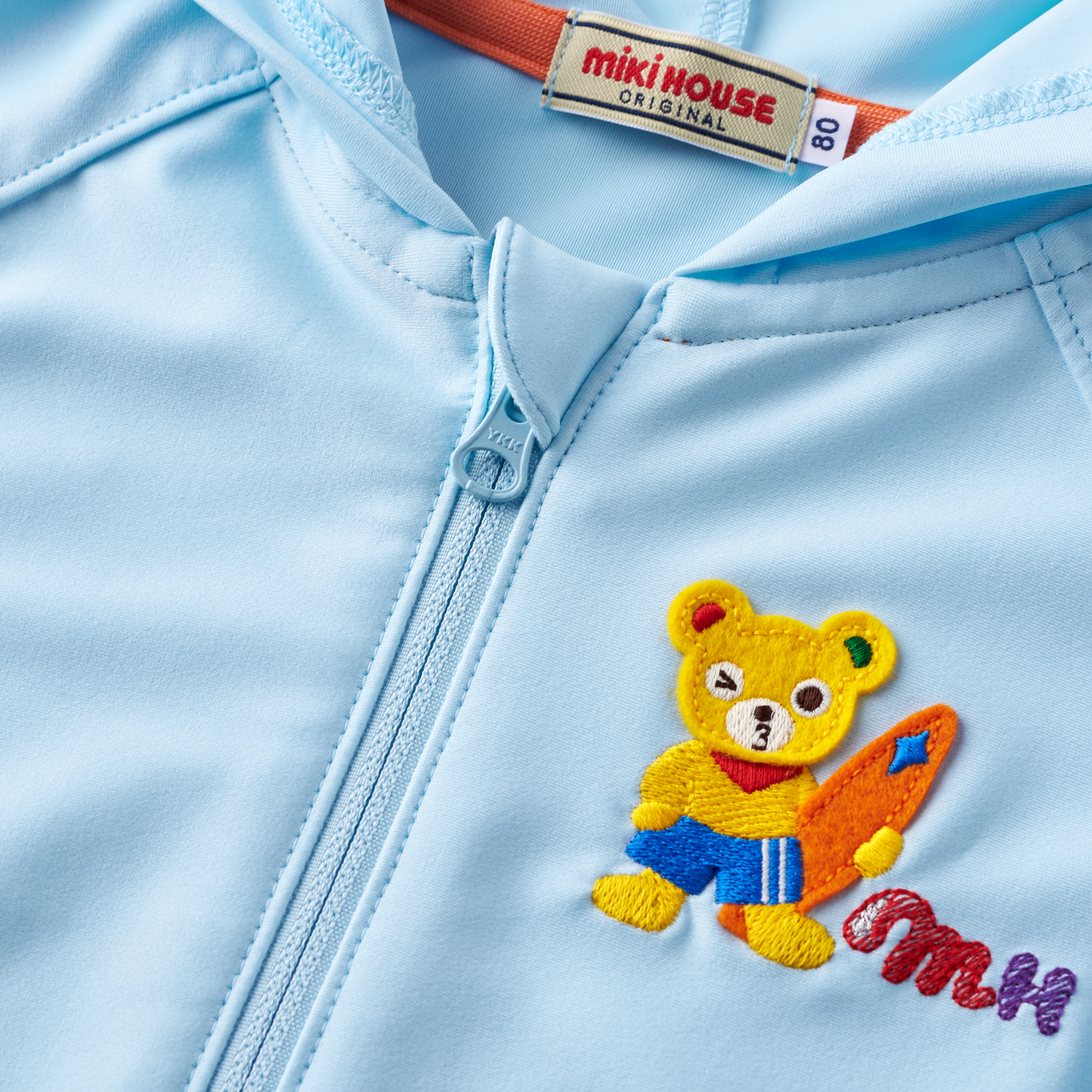 涼感防曬・普奇熊快樂海灘連帽外套-天藍