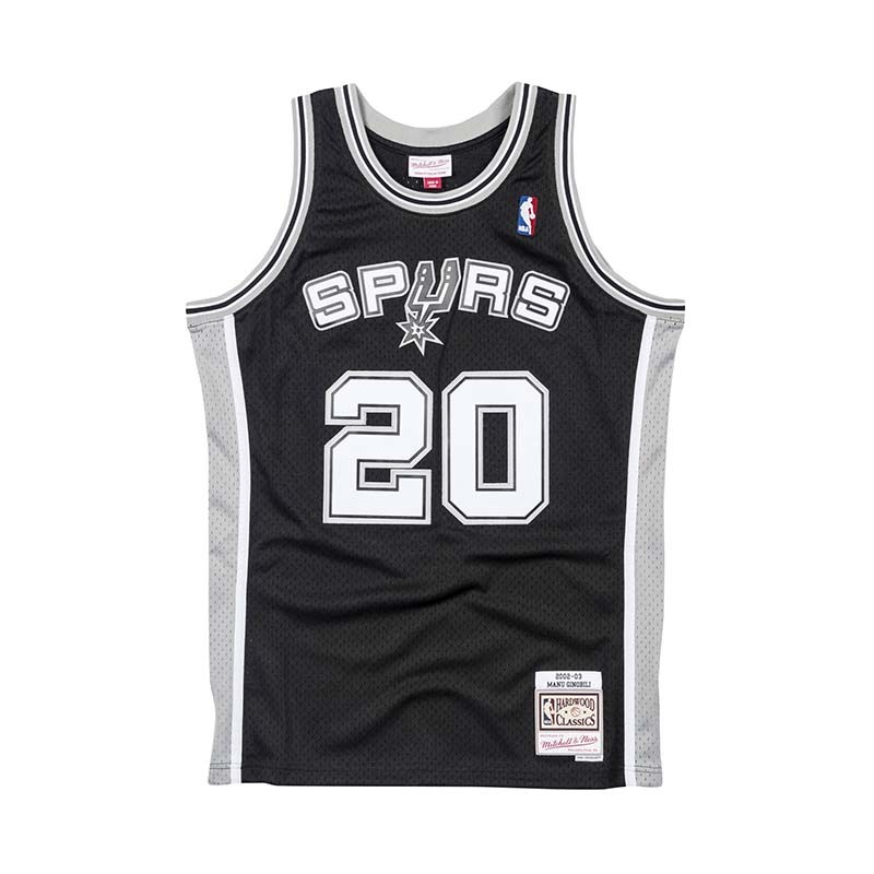 Mitchell & Ness NBA 球迷版球衣 MANU GINOBILI #20 SAS 2002-03 ROAD 球衣 黑 MNSWJ-G2180A [台灣現貨]