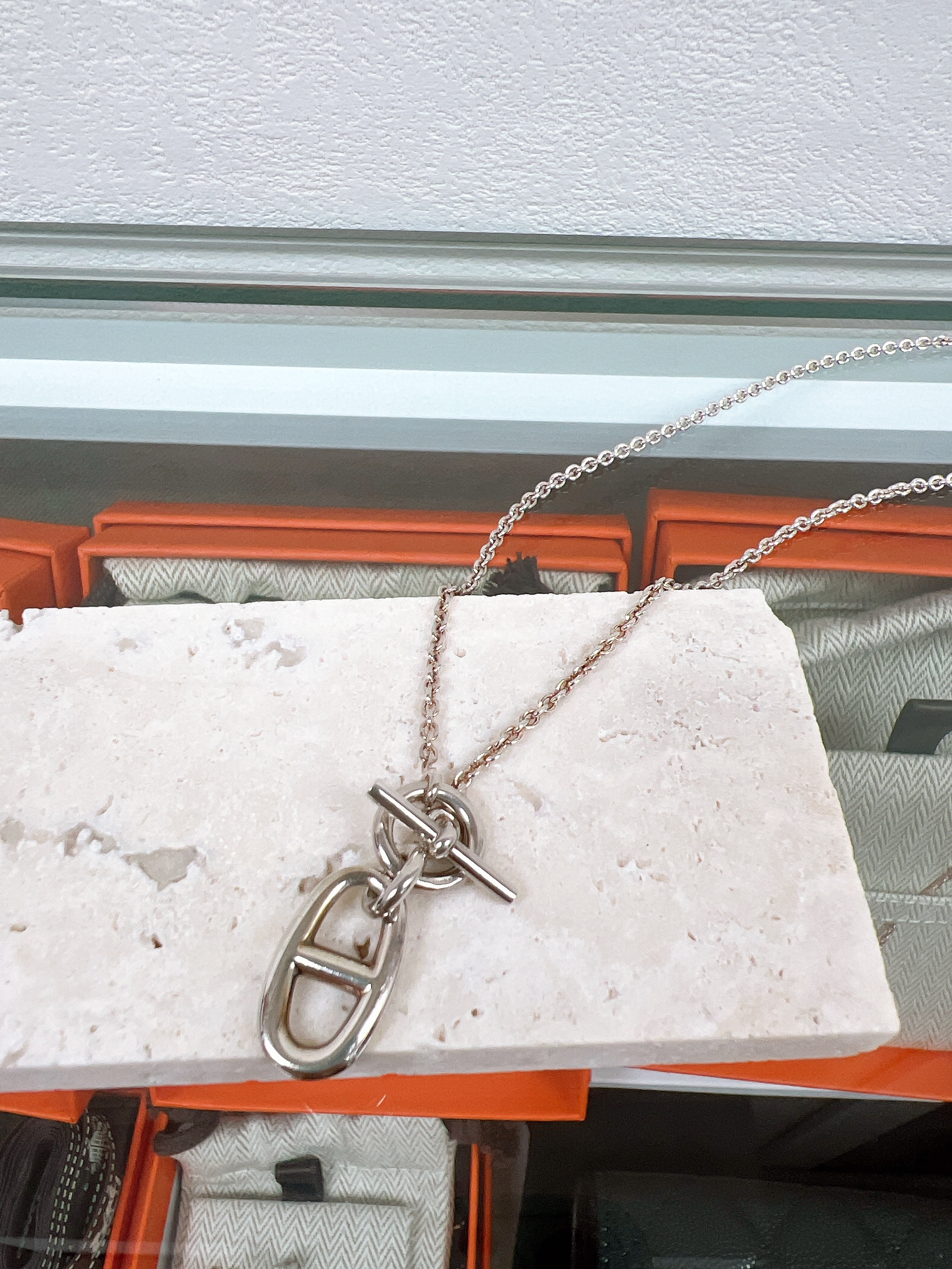 Hermes chaine d'ancre pendant necklace silver
