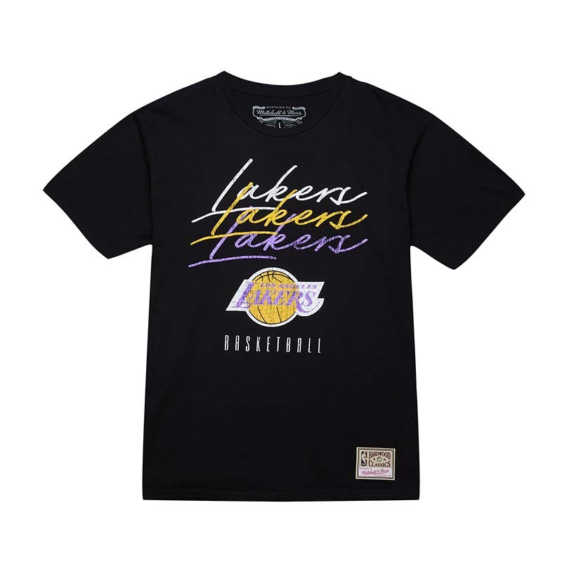 Mitchell & Ness Triple Stack Tee 黑色 湖人 短袖 MN25ATS30LAL [台灣現貨]