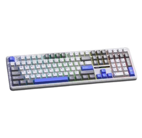 AULA F108 3 Mode Mechancial Keyboard (焦糖拿鐵軸) - 白色面板+灰色+白色+藍色鍵帽