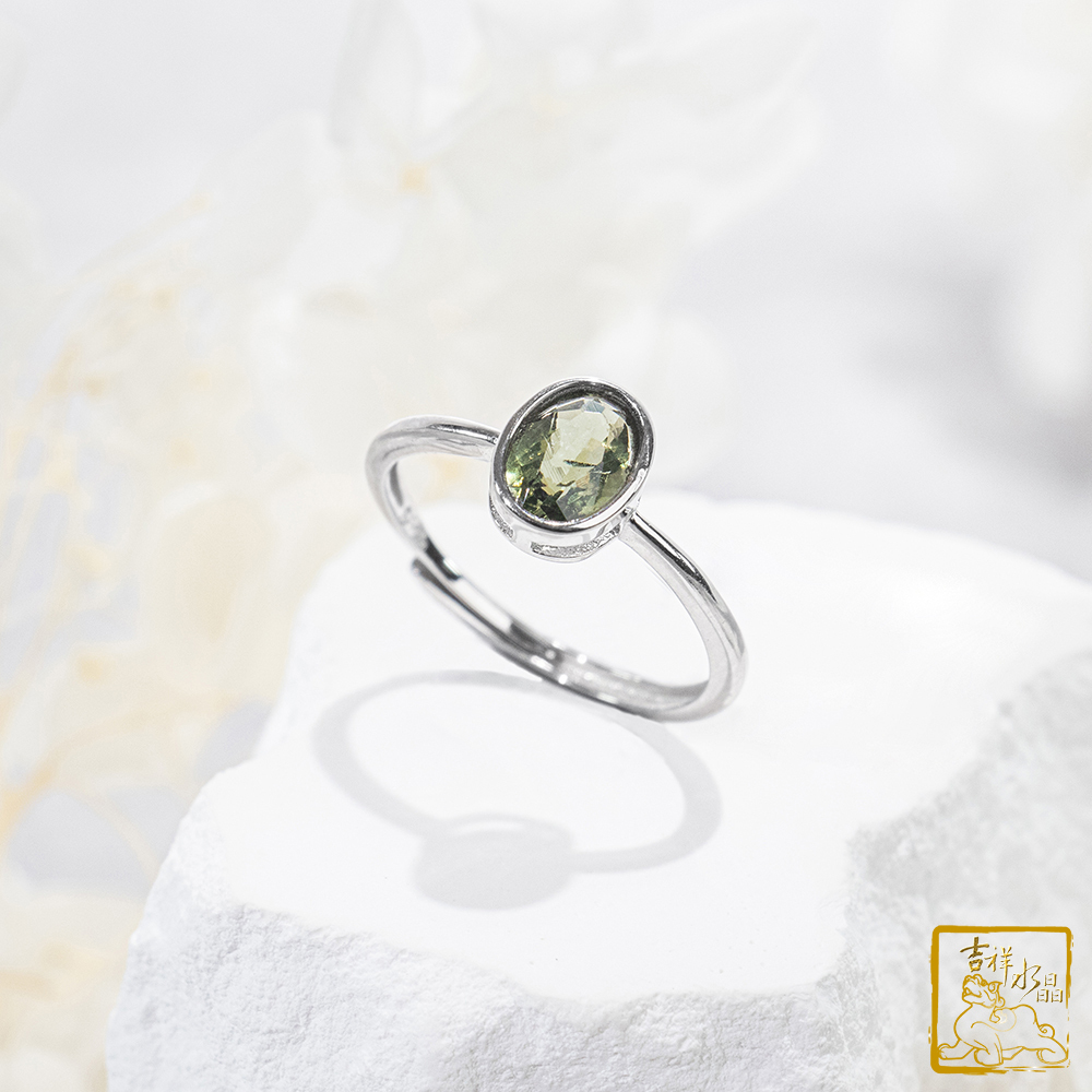 莫爾道玻隕石-捷克隕石橢圓戒指 好運氣