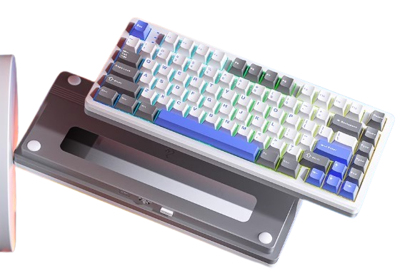 AULA Fire-75 3 Mode Mechancial Keyboard (烈焰紫軸V2) - 白色面板+灰色+白色+藍色鍵帽