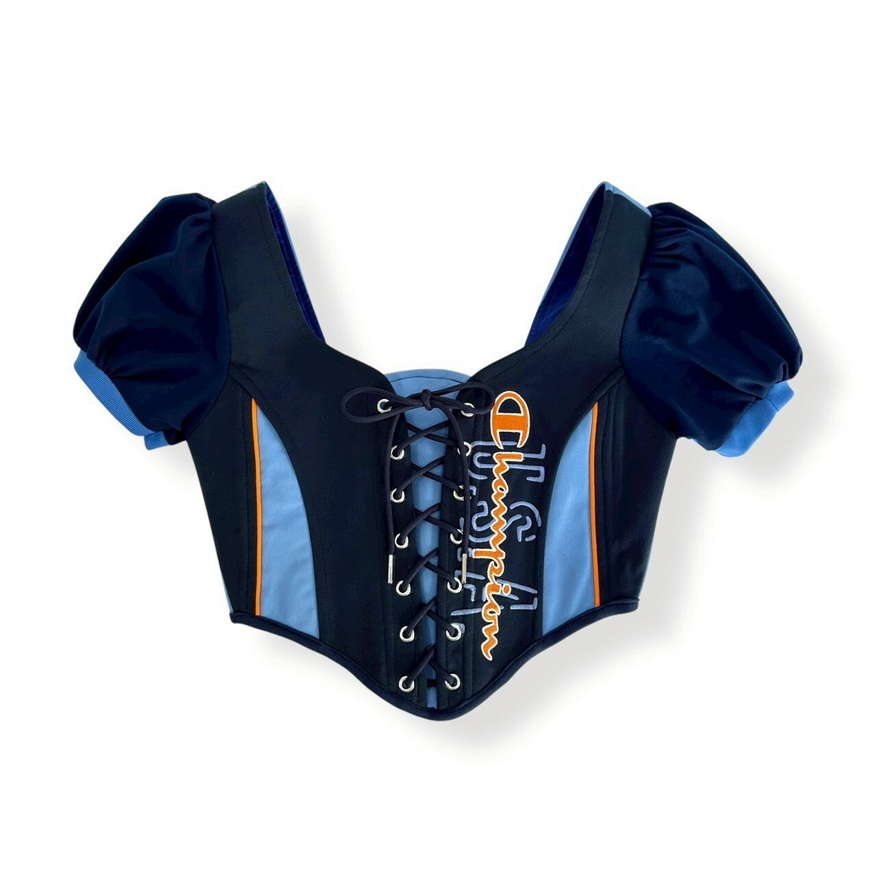 JUSTME - 【售罄】泰國復古Remake 併色短版短袖上衣 JM016