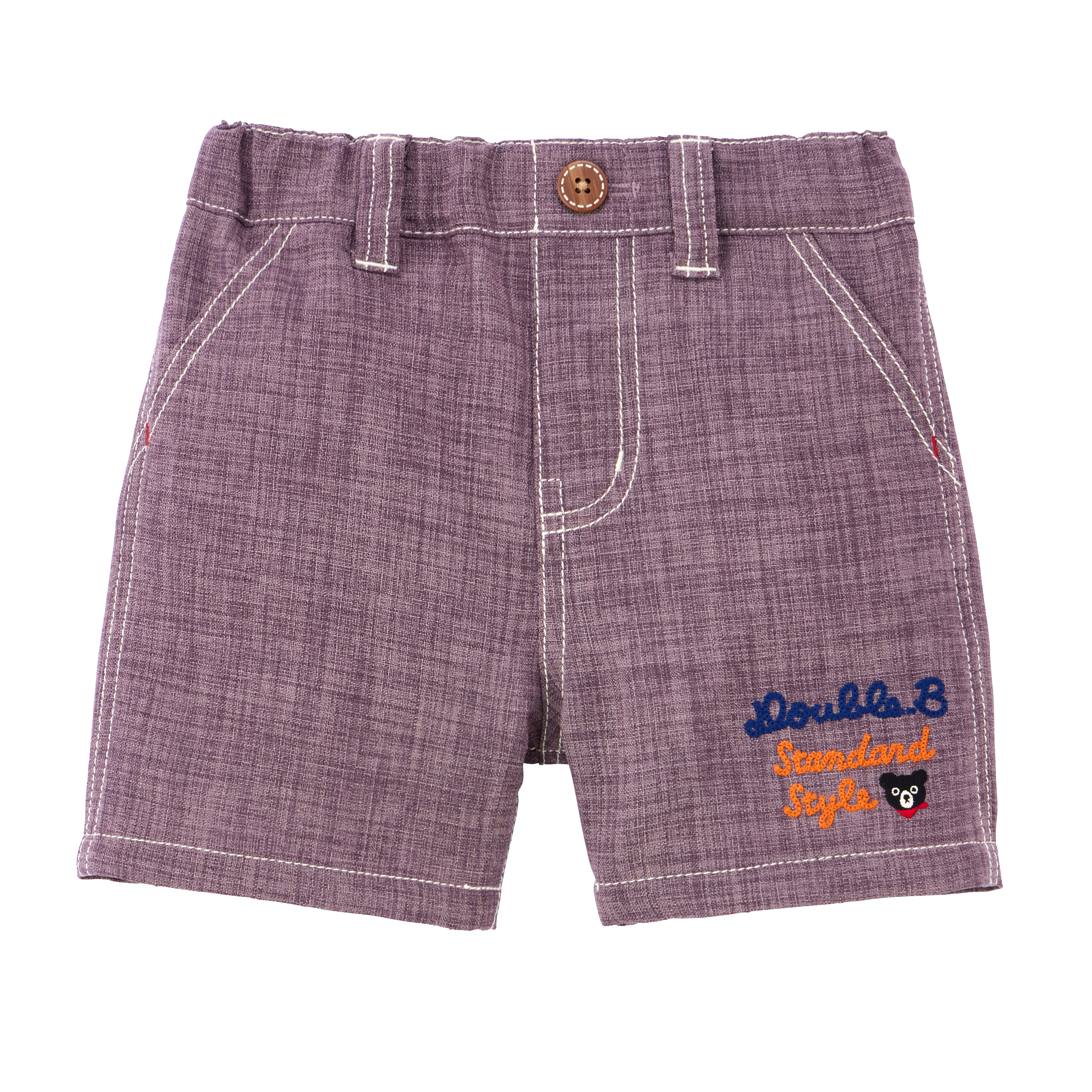 DOUBLE_B D-Basic系列亞麻風質感五分褲-紫