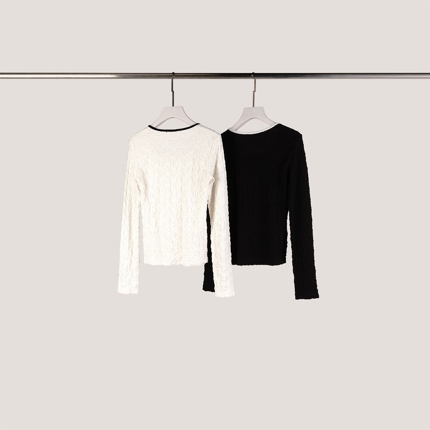 撞色滾邊方領泡泡上衣 | 2色