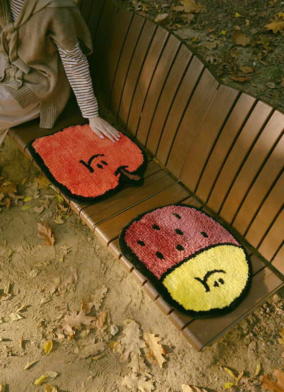 韓國 Second morning 正版授權 APPLE&KUMI 澎澎鬆鬆 腳踏墊 地墊 蘋果 / 地瓜