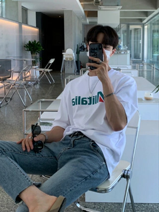 SIMPLEACTION Alitalia字母印花短袖上衣