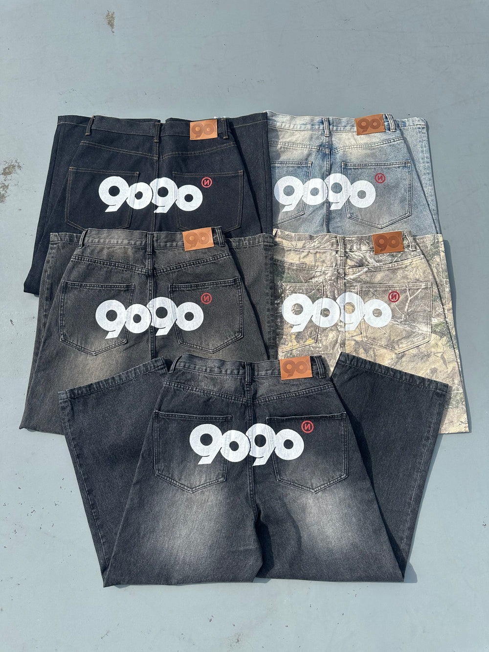 2025SS 9090 OG Logo Painted Denim Pants 樹紋屁股9090字體超限量