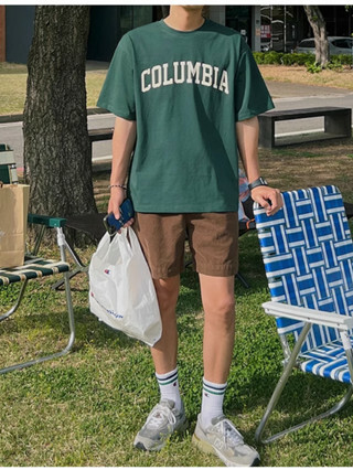 SIMPLEACTION COLUMBIA字母印花短袖上衣