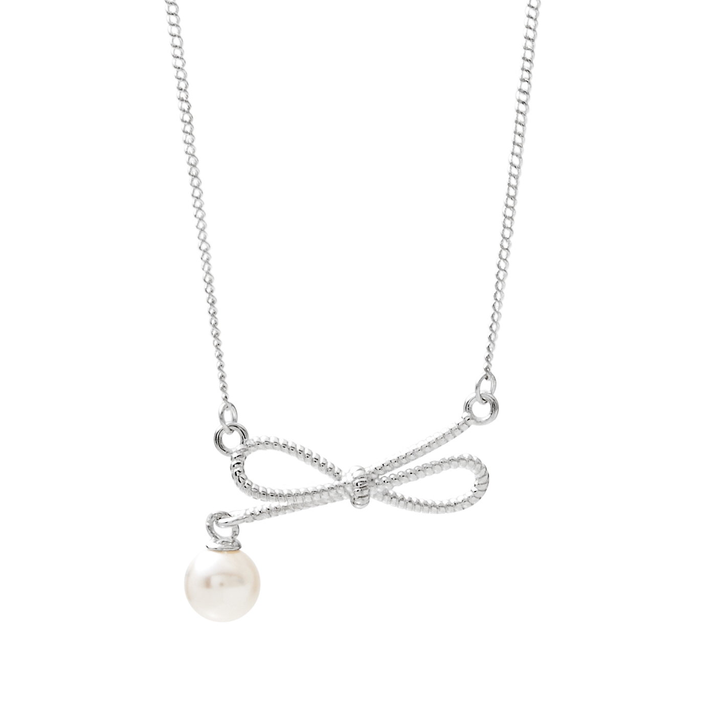 純銀,珍珠,蝴蝶結,項鍊,平價飾品