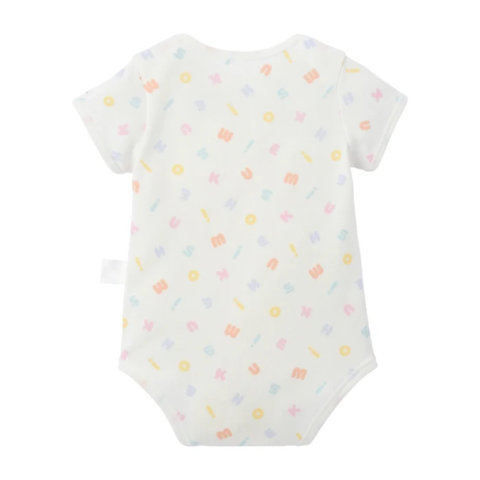 柔彩印花LOGO羅紋針織棉套頭短袖包臀衣-多色