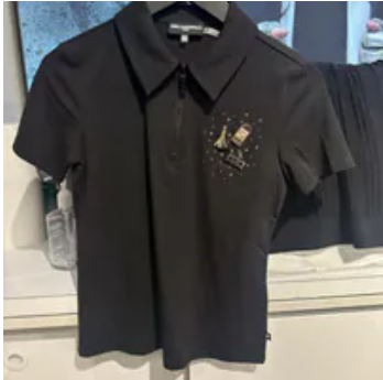 [S] KARL LAGERFELD BLACK POLO WITH PINS , L5TH7846-BLK (SKL1327)