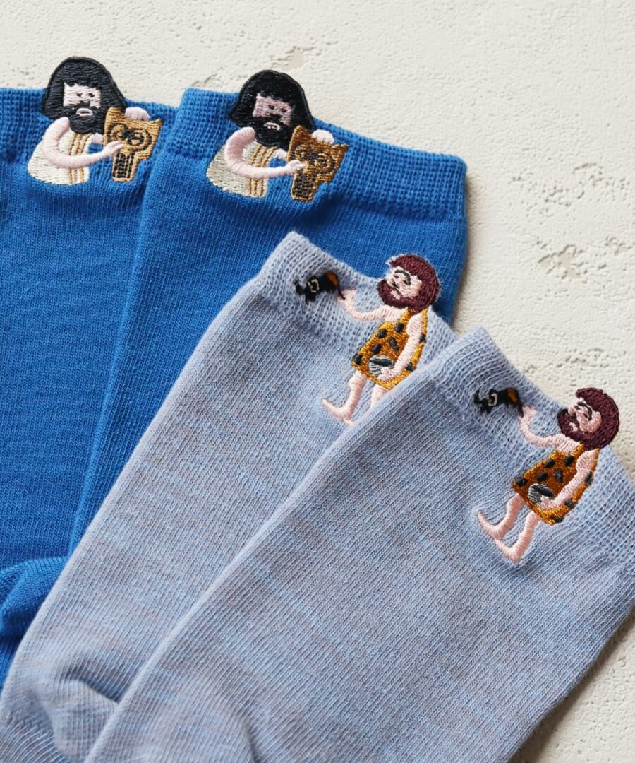 【大人款】日本 KIVISDOU 山頂洞人 趣味短襪 (2雙1組) k30902