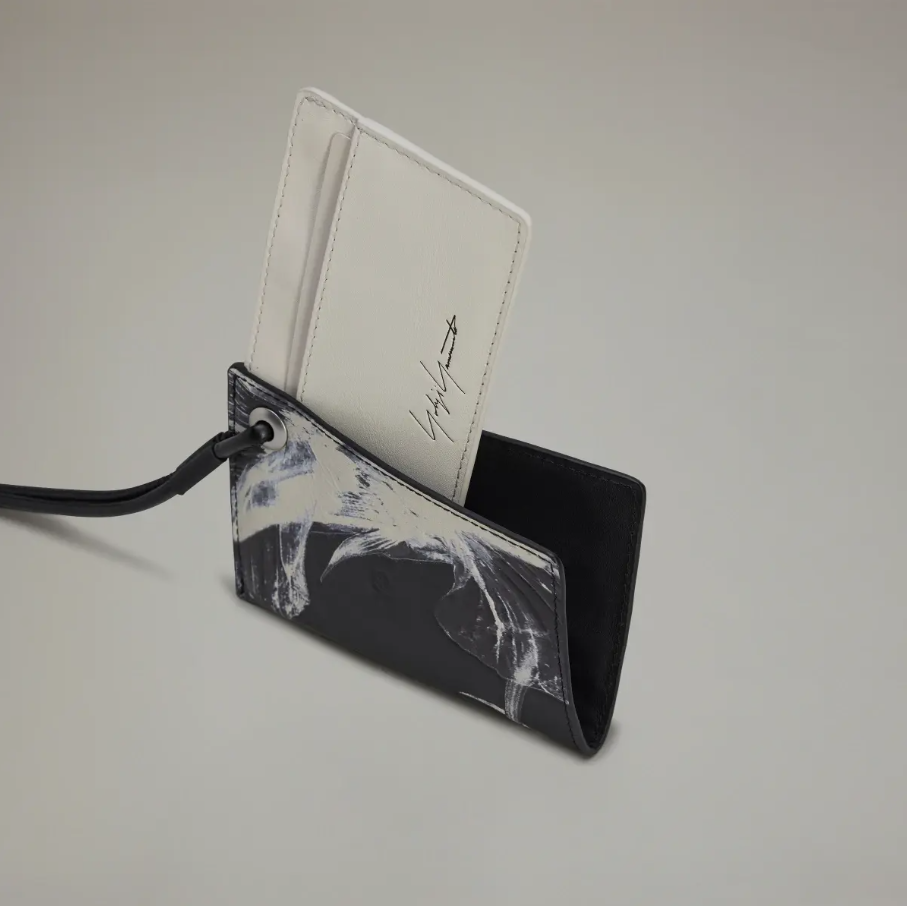 【 Y-3 CARD HOLDER 花卉皮革卡包 - 黑 】