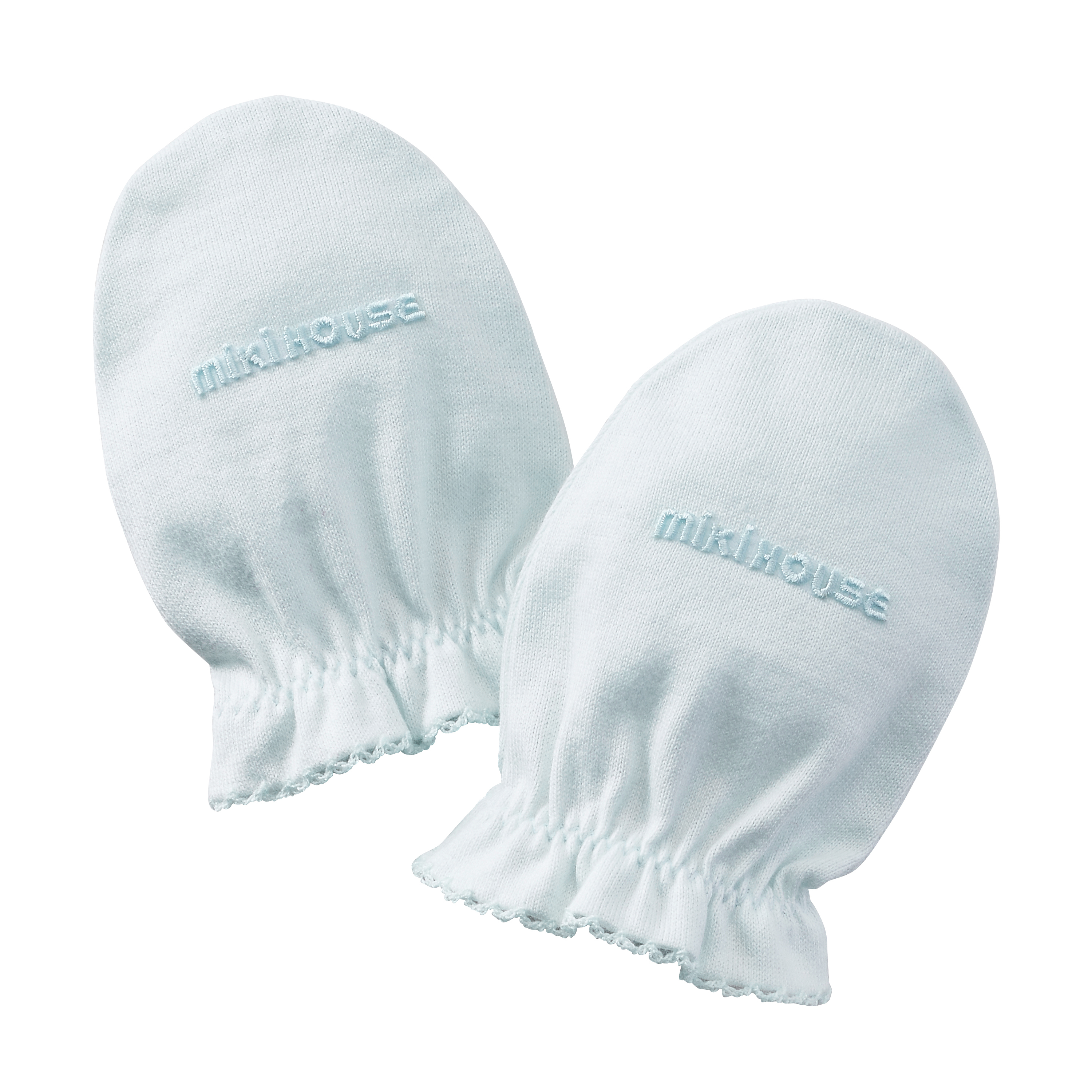 MIKI HOUSE LOGO刺繡手套-天藍 ( 共三色）