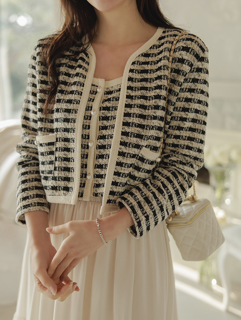 [現貨] Flora 粗花呢背心+開衫套裝 [ 粉色 / 小(F)版 ]