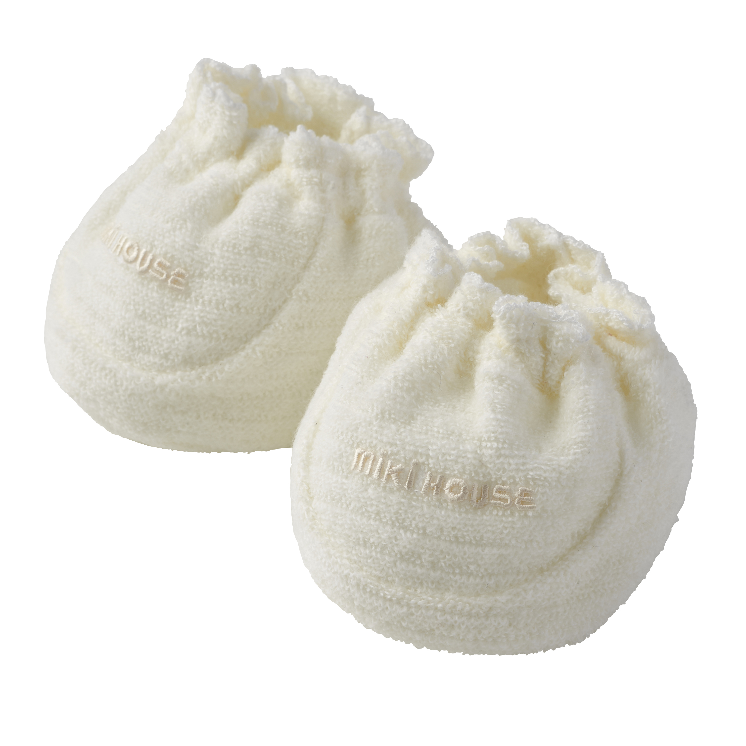 無撚線刺繡新生兒布鞋-白