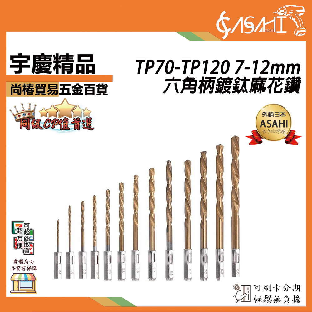 附發票｜TP70-TP120 7-12mm六角柄鍍鈦麻花鑽｜鋸齒鑽頭鋸齒麻鑽頭鑽尾鑽頭組麻花鑽頭