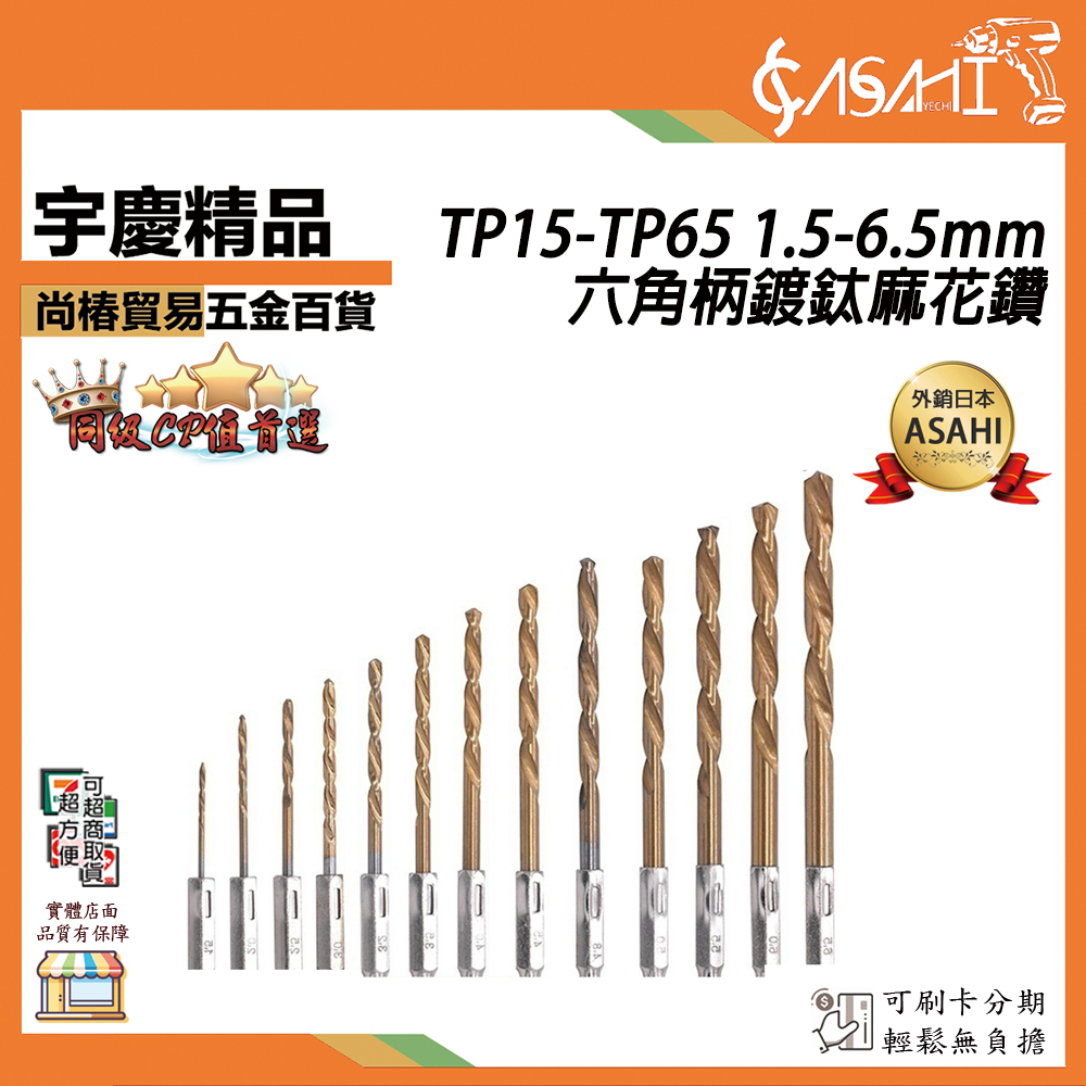 附發票｜TP15-TP65 1.5-6.5mm六角柄鍍鈦麻花鑽｜ 鋸齒鑽頭鋸齒麻鑽頭鑽尾鑽頭組麻花鑽頭