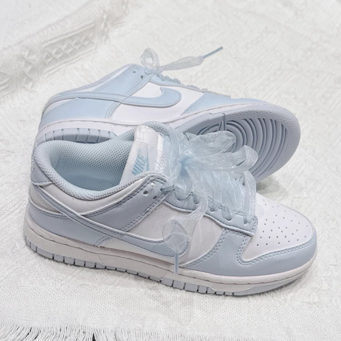 Nike Dunk Low Next Nature White Blue Tint 冰川藍 寶寶藍 白藍 絲綢緞帶 低筒休閒鞋