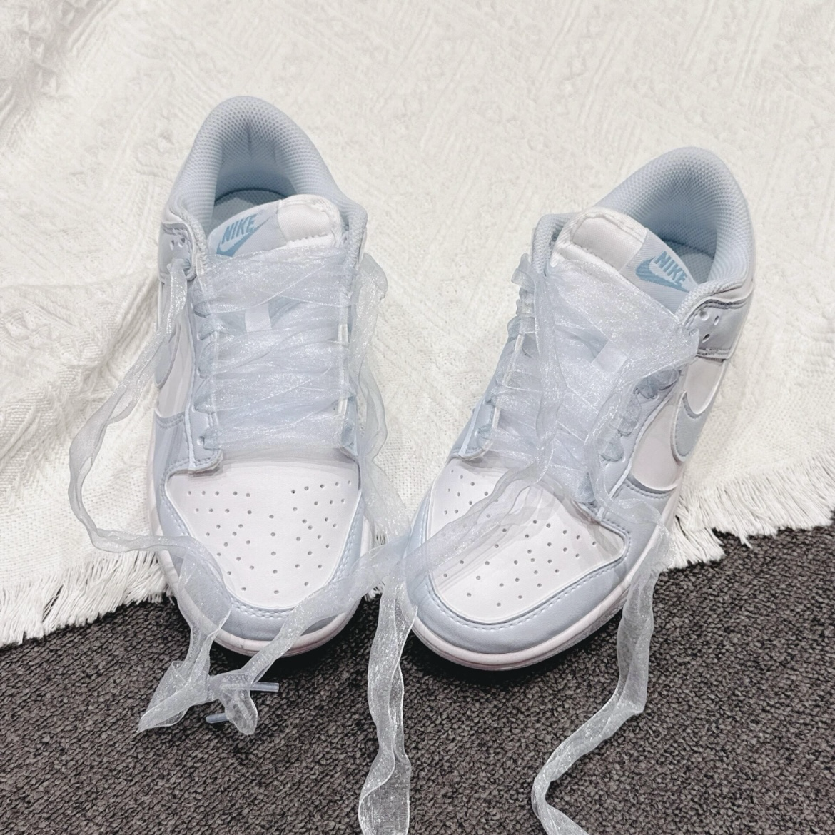 Nike Dunk Low Next Nature White Blue Tint 冰川藍 寶寶藍 白藍 絲綢緞帶 低筒休閒鞋
