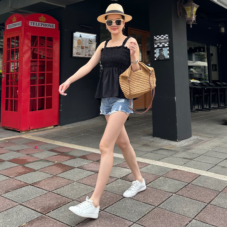 法式皺褶雪紡背心