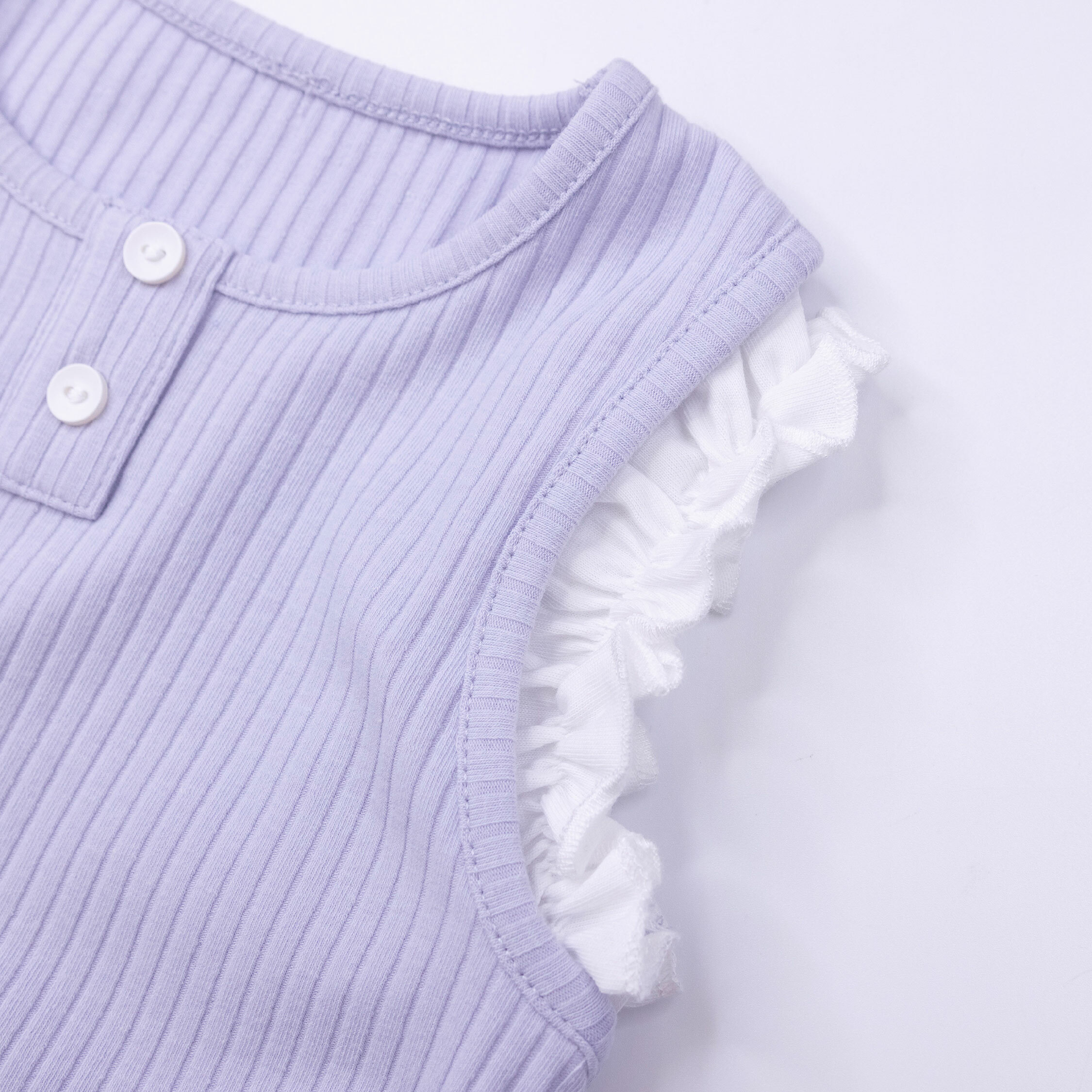 【H50118】質感坑條紋鬆緊袖拼接背心/上衣