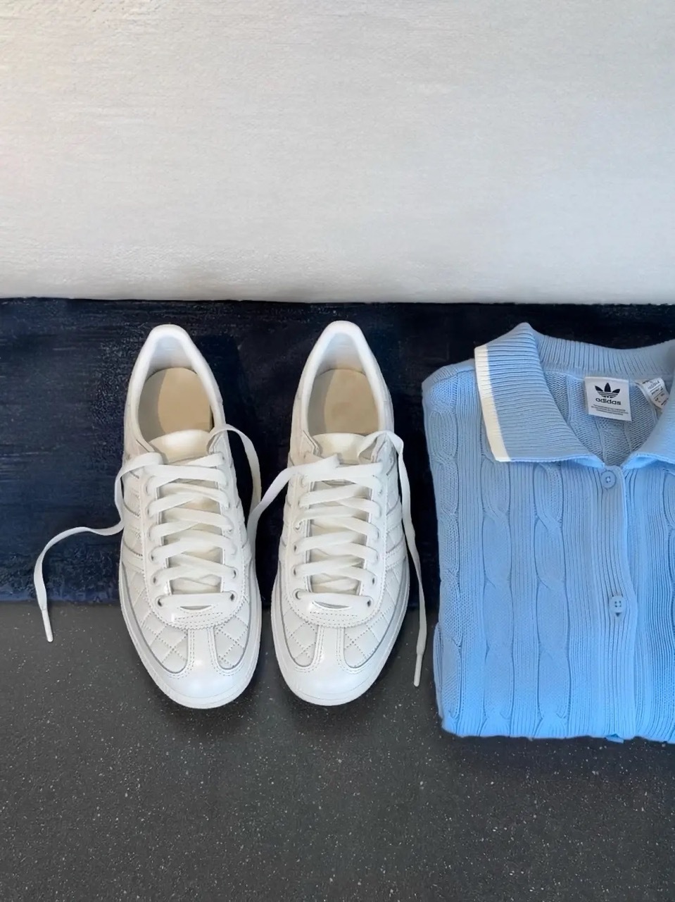 ADIDAS HANDBALL SPEZIAL 小 香風 菱格紋 漆皮 拼接 白色 小白鞋 男女鞋 KJ0854 / 預購