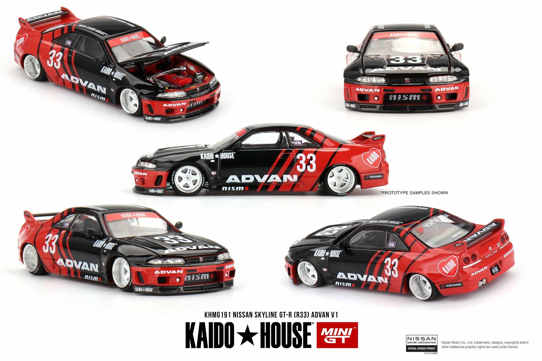 【預訂】Mini GT x Kaido House Nissan Skyline GT-R (R33) Kaido Works ADVAN