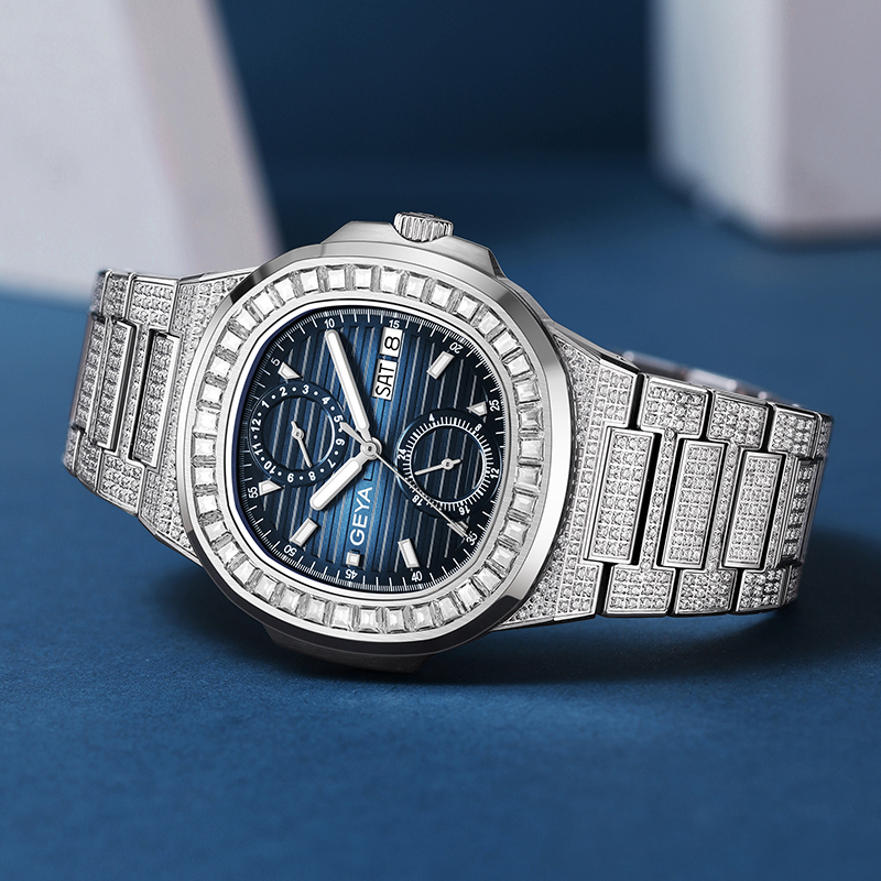 【GEYA 格雅】G78183 鏤空 晶鑽 真兩眼 寶石軸承 夜光 星期 日期 機械 不鏽鋼 手錶