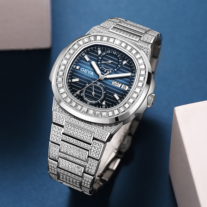 【GEYA 格雅】G78183 鏤空 晶鑽 真兩眼 寶石軸承 夜光 星期 日期 機械 不鏽鋼 手錶