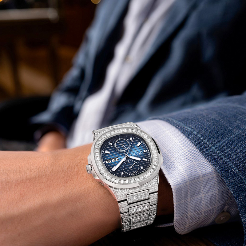 【GEYA 格雅】G78183 鏤空 晶鑽 真兩眼 寶石軸承 夜光 星期 日期 機械 不鏽鋼 手錶