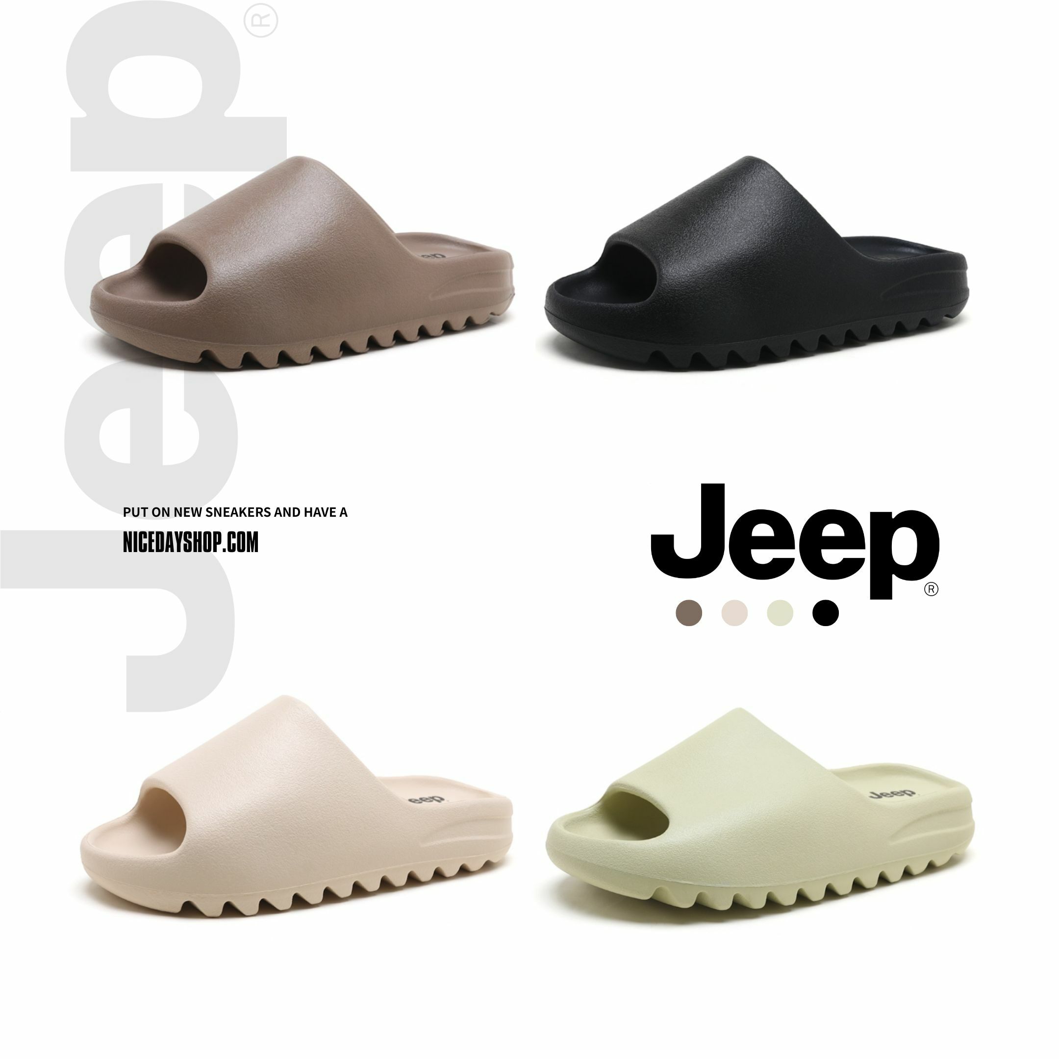 NICEDAY 代購 Jeep 吉普 拖鞋 踩屎感 男女同款 雲朵 摩卡 米白 黑色 抹茶