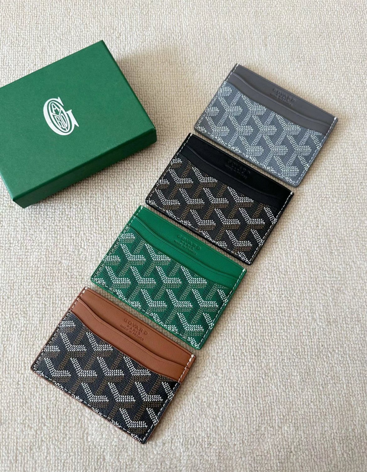GOYARD Saint-Sulpice 幾何圖案印花拼色帆布拼小牛皮卡夾多色可選