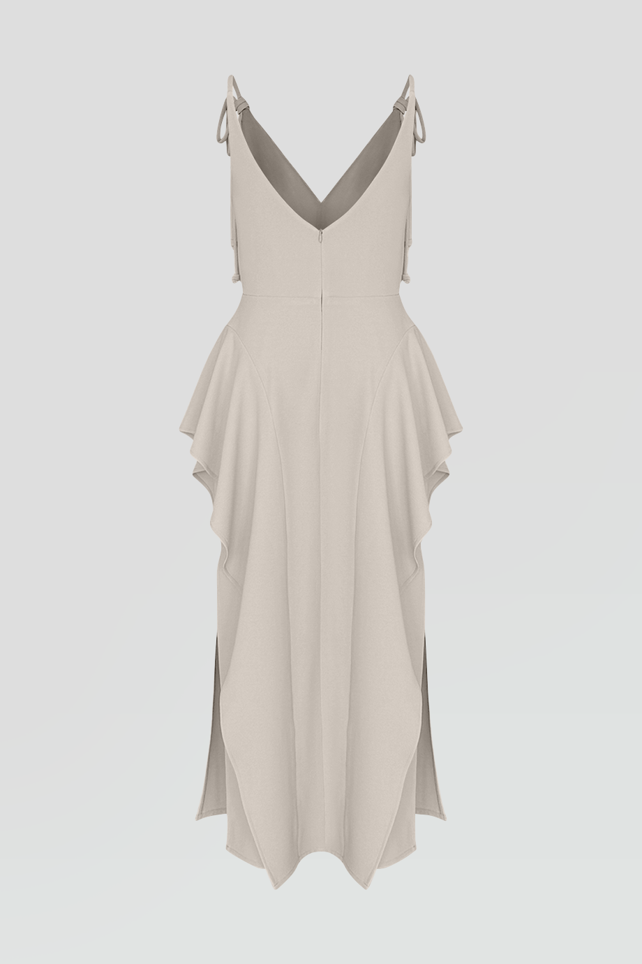 PEGGY HARTANTO｜PASDEBOURREE 細肩綁結波浪飾邊洋裝