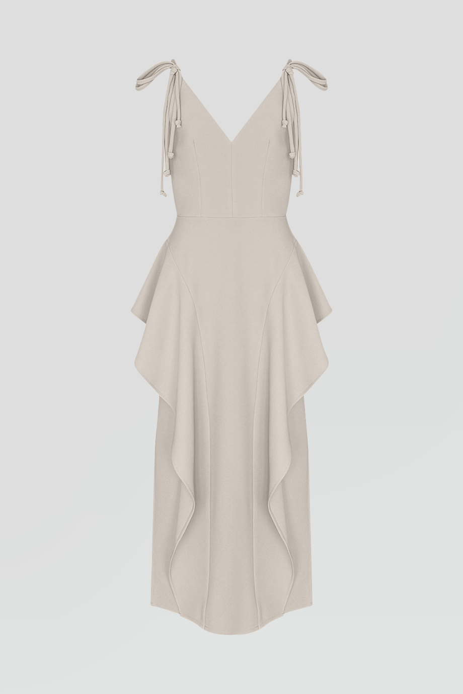 PEGGY HARTANTO｜PASDEBOURREE 細肩綁結波浪飾邊洋裝