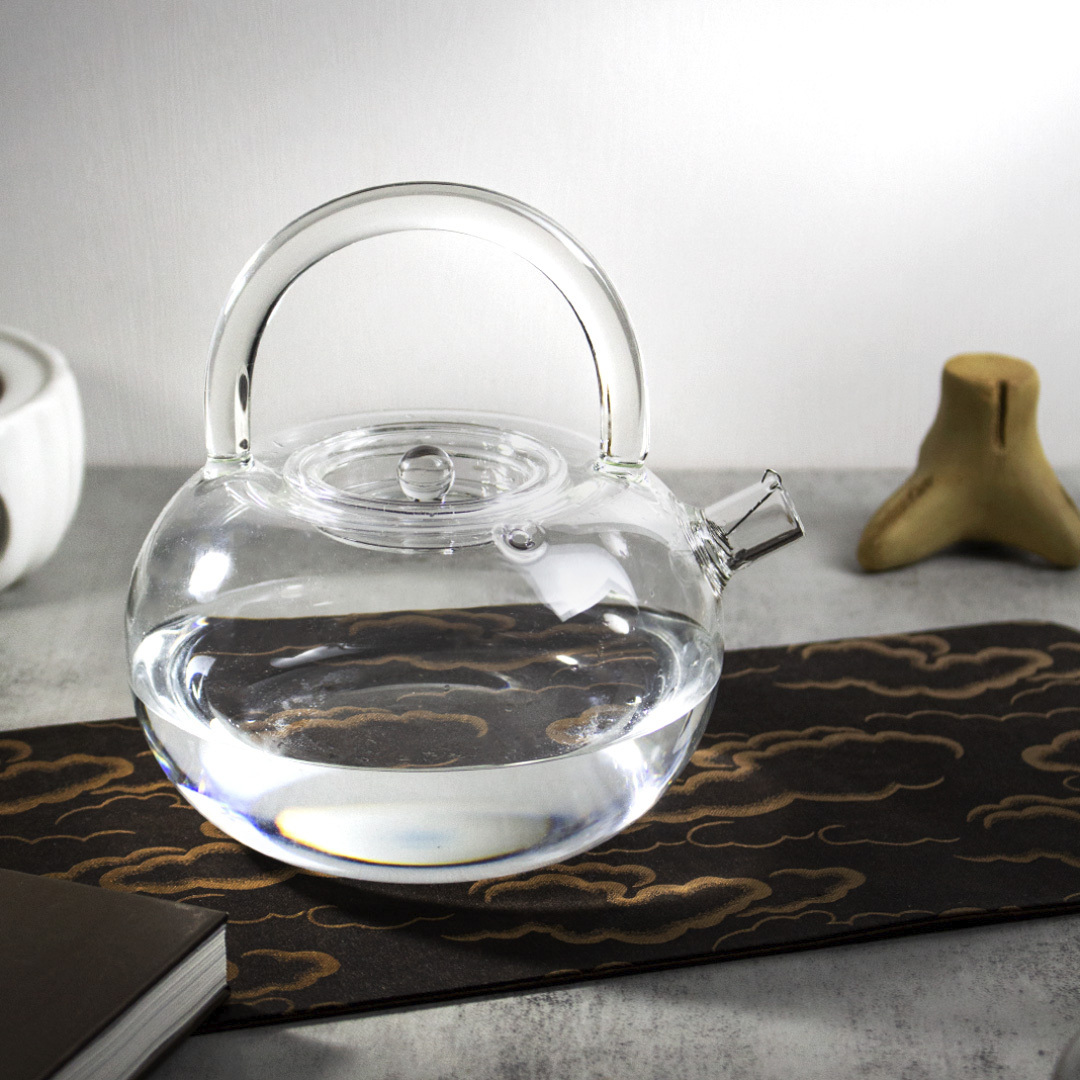 蘋果玻璃透明把提梁壺