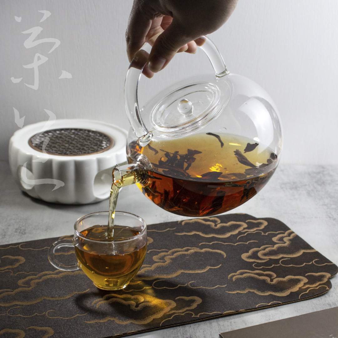 蘋果玻璃透明把提梁壺