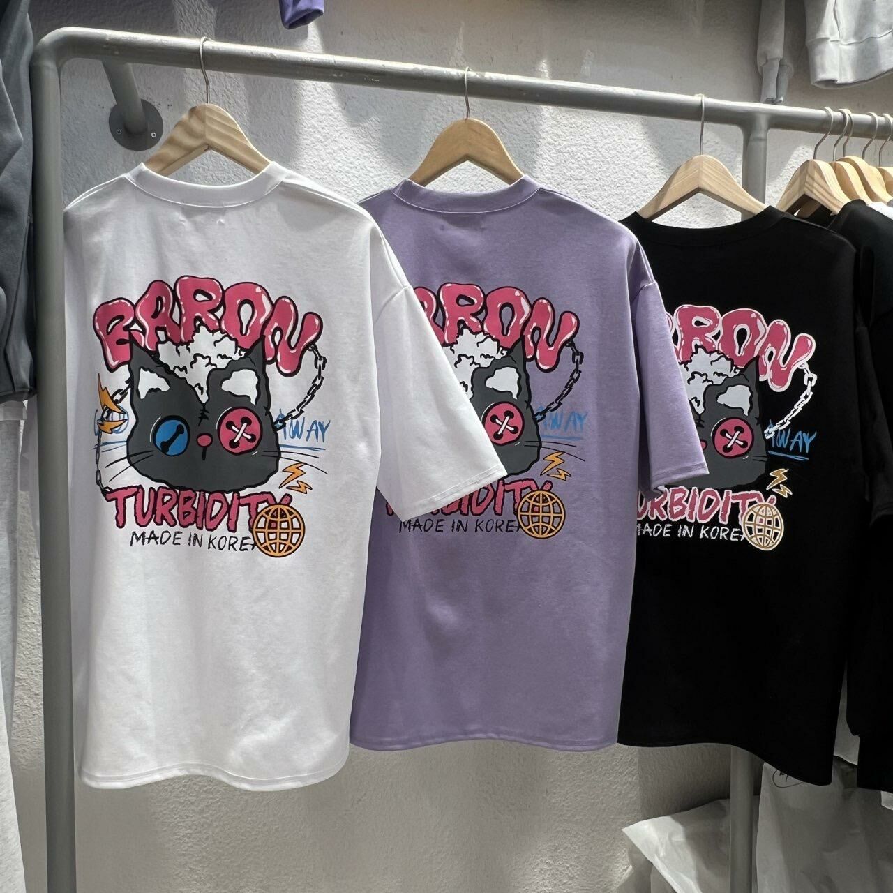 貓仔圖案英文字短袖Tee BARON-165T