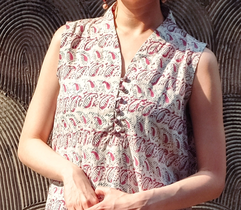 蓋染｜無袖罩衫 - 春日 66｜巴基斯坦