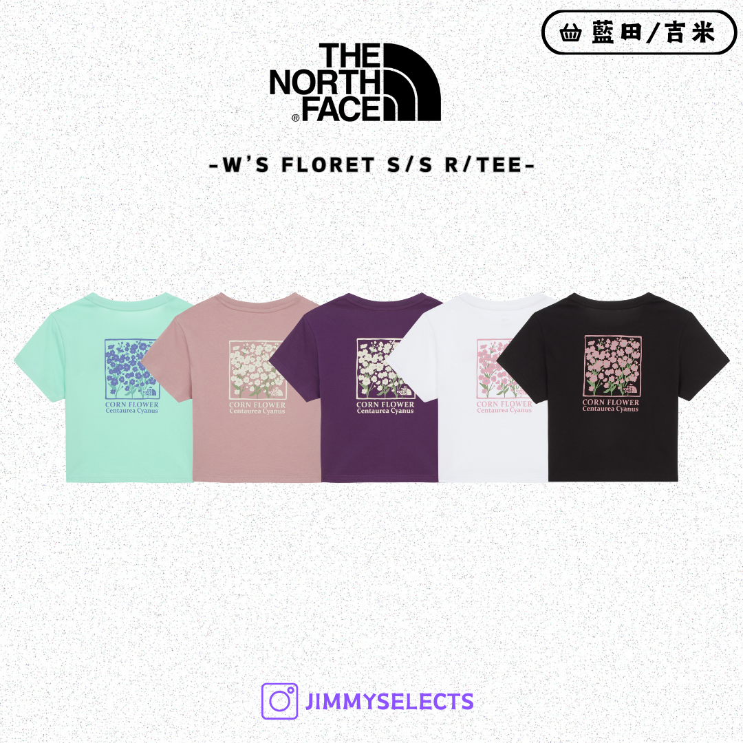 【代購】THE NORTH FACE 北臉 女 S FLORET 矢車菊 花花圖案 短袖 短T NT7UR32
