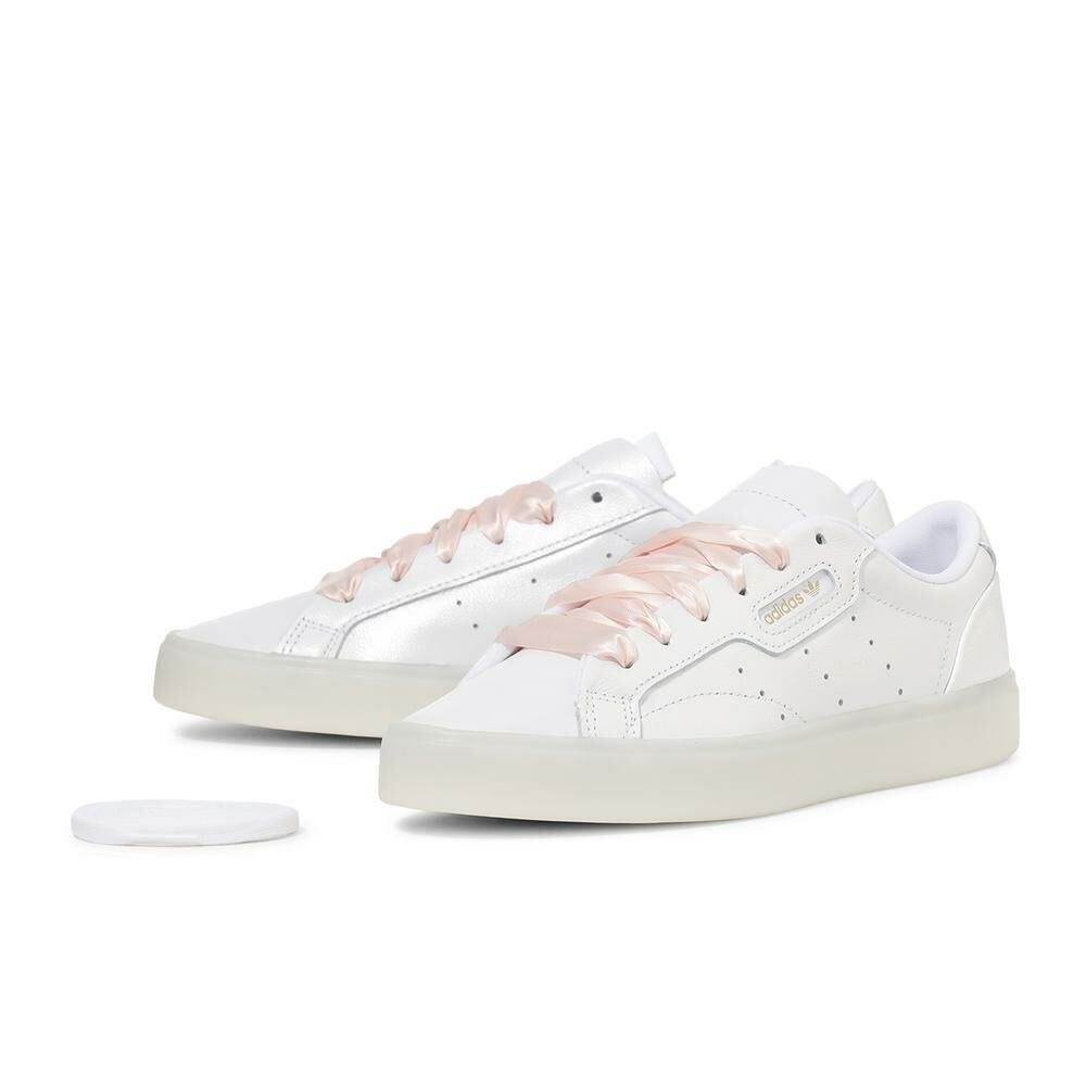 Adidas Originals Sleek 日本新發售 珠光 白色 緞帶鞋帶 基本款 小白鞋 JS1618